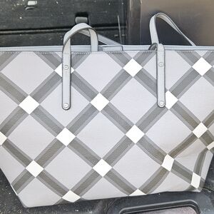 Gray Plaid Tote Bag